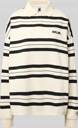 Karo Kauer Oversized Polo-Langarmshirt mit Streifenmuster in Offwhite, Gr&ouml;&szlig;e XL