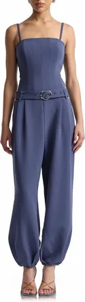 Avec Les Filles Belted Corset Jumpsuit in Marine Blue at Nordstrom, Size 12