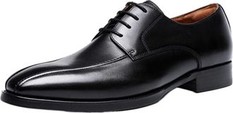 Generic Dress Oxford Shoes for Men Lace Up Bike Toe Derby Shoes Vegan Leather Non Slip Block Heel Anti-Slip Low Top Slip Resistant Party(Black,10.5 UK)