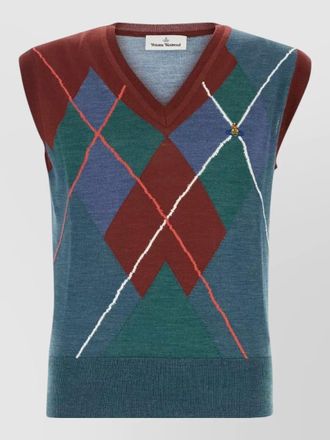 Vivienne Westwood wool blend argyle vest ribbed hem