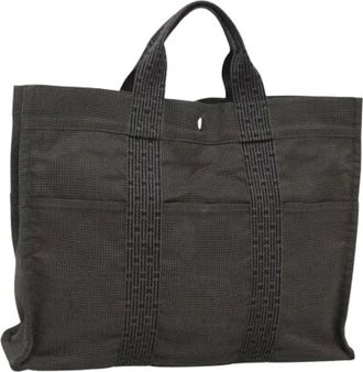 Herm&egrave;s Pre-owned Tote Bags, female, Gray, Size: ONE SIZE Pre-owned Canvas Tote Bag