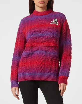 Philipp Plein Pullover Round Neck Skull&Bones Women in Red/purple at Nordstrom, Size Xx-Large