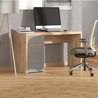 Dmora Escritorio Bovec, Un Caj&oacute;n, 2 Estantes, Una Puerta, 140x52x77h Cm Roble Marr&oacute;n
