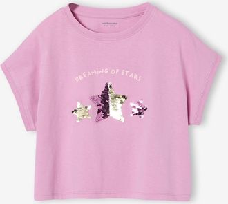 Vertbaudet M&auml;dchen T-Shirt mit Wendepailletten, verschiedene Designs lila