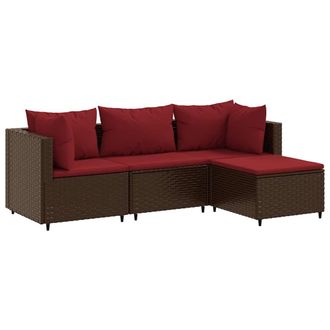 vidaXL Vidaxl - Set Mobili Da Giardino 4 Pz Con Cuscini In Polyrattan Marrone