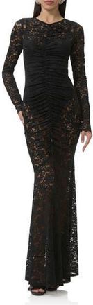 AFRM Jenima Long Sleeve Lace Mermaid Gown in Noir at Nordstrom Rack, Size X-Large