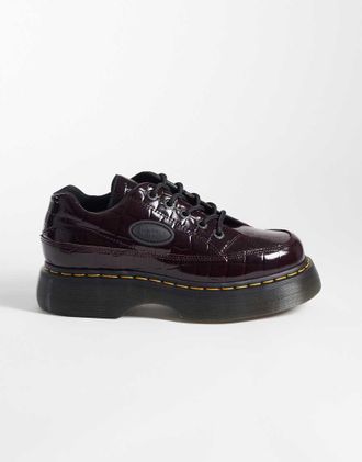 Dr. Martens Buzz scarpe a 5 occhielli in bordeaux effetto coccodrillo-Nero