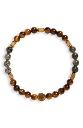 Caputo & Co. Tiger Eye Beaded Bracelet in Yellow Tiger Eye at Nordstrom