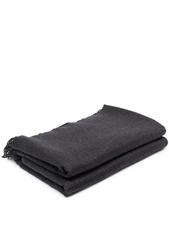 Brunello Cucinelli fringed silk throw - unisex - Fabric - OS - Grey