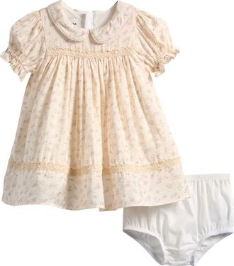 Pippa & Julie Floral Puff Sleeve Dress & Bloomers Set in Cream at Nordstrom, Size 0-3M