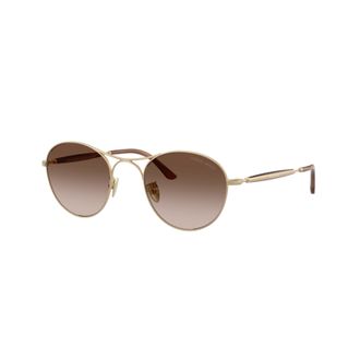 Giorgio Armani 0ar6177 Round Gradient Brown Sunglasses with Gold-Tone Steel Frame