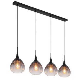 Netlighting Olsen Bar Pendant Ceiling Light Matt Black Smoke Glass Shade 4x E27