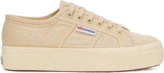 Superga platform lace-up sneakers - women - Silk Organza/Linen/Flax/Rubber - 38 - Neutrals
