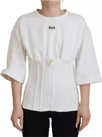Dolce & Gabbana Cotton Corset Stretch T-shirt Top - Dames - T-shirts - Wit - S - Katoen - Tops