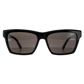 Saint Laurent Rectangle Shiny Black Dark Grey Sunglasses
