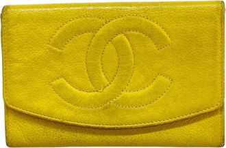 Chanel Yellow Grained Calfskin Wallet (Bi-Fold) (Pre-Owned)