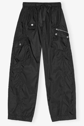 Ganni Black Nylon Elasticated Pants - Size 32