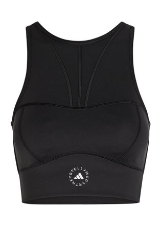 Stella McCartney Adidas X Stella Mccartney Training Logo Cropped Stretch-jersey top - Black - S (UK8-10 / S)
