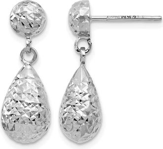 Diamond2Deal 14K White Gold Diamod-cut Drop Dangle Earrings