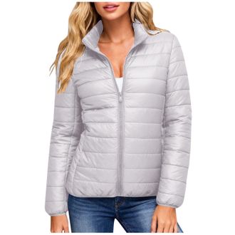 Generic ladies winter jackets Womens Coats UK Winter Puffer Jackets Lightweight Waterproof Padded Down Jacket Zipper Stand Collar Quilted Coat Warm Sport Oute