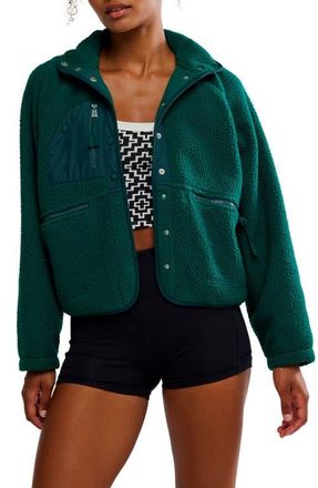 Free People FP Movement Hit the Slopes Fleece Jacket in Evergreen at Nordstrom, Size X-Small