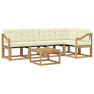 vidaXL Conjunto De Sof&aacute;s De Exterior Con Coj&iacute;n 6 Pcs Blanco Y Crema Vidaxl