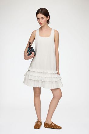 Ganni White Dress in Cotton - Size 32 Organic