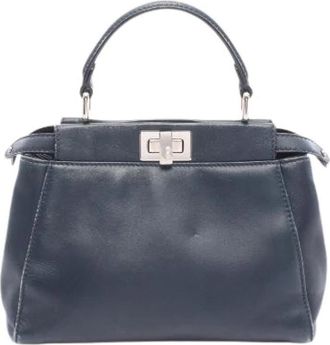 Fendi Pre-owned Mini Peekaboo Lederen Handtas - Dames - Vintage Handtas - Blauw - ONE Size - Leer - Vintage