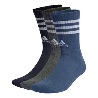 adidas 3-Stripes Cushioned Crew Socks 3 Pairs Black Grey Blue IP2639