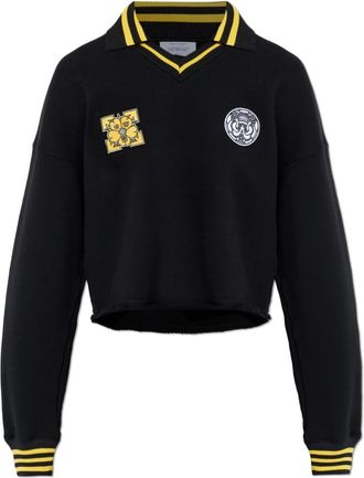 Off-white Kort Sweatshirt Met Patches - Dames - Sweatshirts - Zwart - L - Katoen - Hoodies & sweatvesten