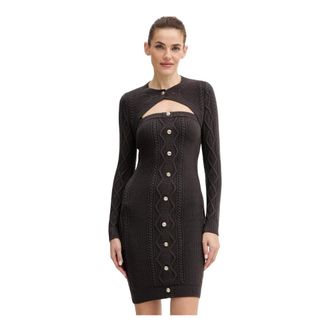 Guess Daphne Jurk - Dames - Kleedjes - Grijs - XL - Polyester - Kleedjes