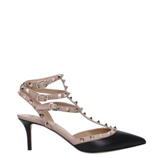 Valentino Garavani Damess Sandalen Leer Zwart/Flesh Roze