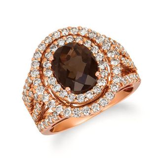 Le Vian Ladies Chocolate Quartz Rings set in 14K Strawberry Gold