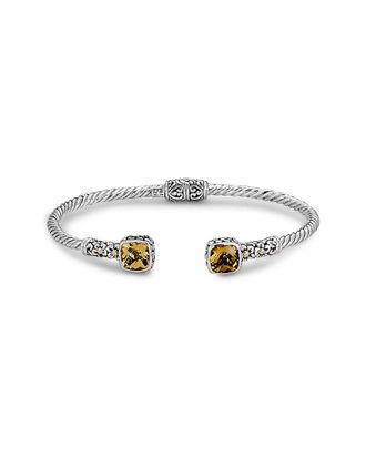 Samuel B. Jewelry 18K & Sterling Silver 2.90 Ct. Tw. Citrine Hinged Bangle Bracelet