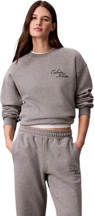 Calvin Klein Sudadera con dobladillo abullonado de felpa de algod&oacute;n - Sweatshirts & Hoodies - Mujer - Gris - S