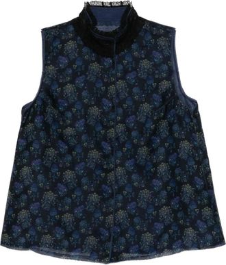 Shiatzy Chen Gilet con stampa Scape-of-Curve - Blu