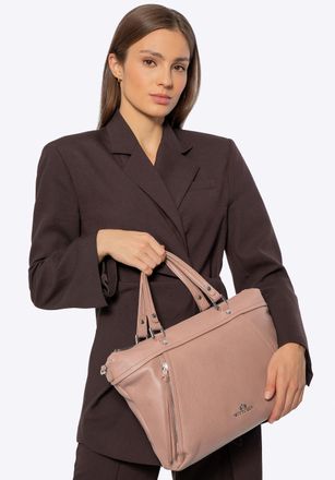 Wittchen Dames 15 Leren Laptoptas met Kwastje, Beige, Natuurlijk Leer