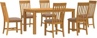 vidaXL Conjunto De Comedor 7 Uds. Gris Madera De Roble S&oacute;lido Vidaxl