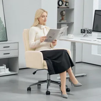 STILVORA Sedia Da Ufficio Ergonomica, Poltrona In Tessuto Boucl&eacute;, Altezza Regolabile, Girevole E Basculante, Beige