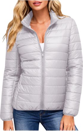 Generic ladies winter jackets Womens Coats UK Winter Puffer Jackets Lightweight Waterproof Padded Down Jacket Zipper Stand Collar Quilted Coat Warm Sport Oute