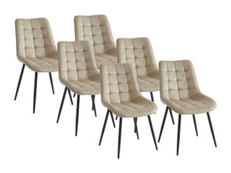 Vente-Unique Conjunto de 6 sillas acolchadas - Terciopelo y metal negro - Beige - OLLUA