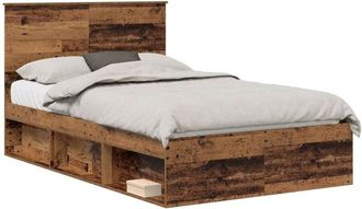 vidaXL Bed Frame with Headboard Old Wood 120 x 200 cm Solid Pine Wood vidaXL