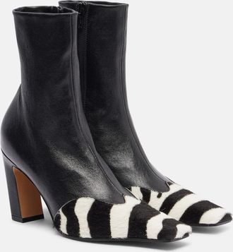 Khaite Nevada 85 calf hair and leather ankle boots