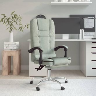 vidaXL Silla De Oficina Reclinable Con Masaje Terciopelo Gris Claro Vidaxl