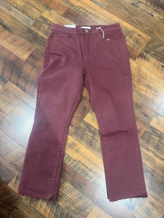 Flying Monkey Womens High Rise Slim Raw Hem Jeans In Wine