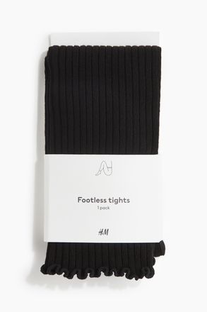 H&M Gerippte Tights - Schwarz