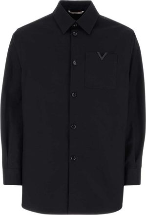 Valentino Garavani Stretch Katoenen Overhemd - Heren - Casual Overhemden - Blauw - L - Katoen - Overhemden