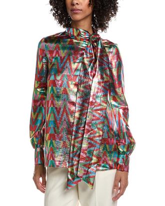 Valentino Metallic Logo Silk-Blend Shirt