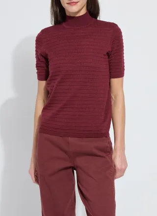 Lyss&eacute; Lottie Smocked Mock Short Sleeve Sweater