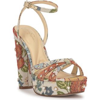 Jessica Simpson Ilaria 2 Ankle Strap Platform Sandal in Cream Multi at Nordstrom, Size 9.5